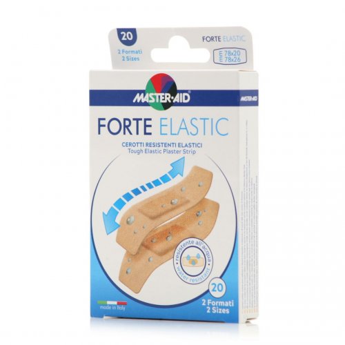 Master Aid Forte Elastic Super Ελαστικά Επιθέματα Τραύματος σε Δύο Μεγέθη, 78Χ20mm & 78X26mm, 20 Τεμάχια